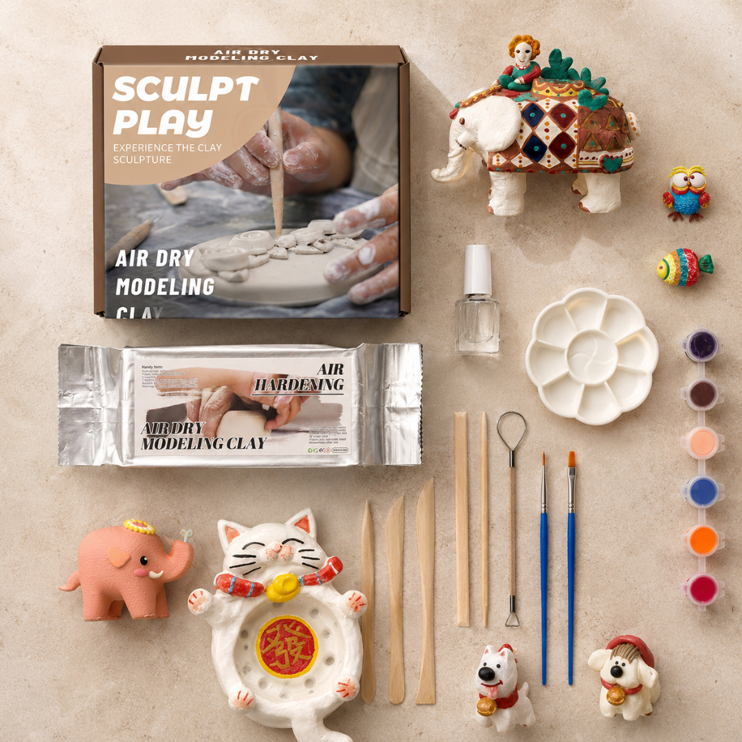 Kit Sculpt — Poterie Créative à l'Argile Autodurcissante (Débutants & Famille)