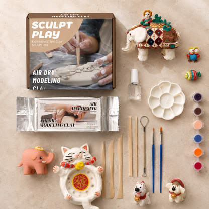 Kit Sculpt — Poterie Créative à l'Argile Autodurcissante (Débutants & Famille)