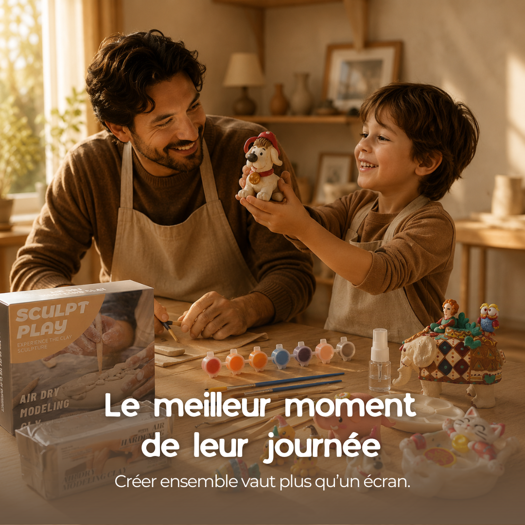 Kit Sculpt — Poterie Créative à l'Argile Autodurcissante (Débutants & Famille)